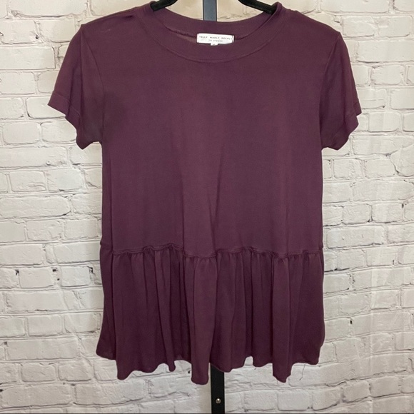 Truly Madly Deeply Plum Purple Peplum T-Shirt - Picture 1 of 3